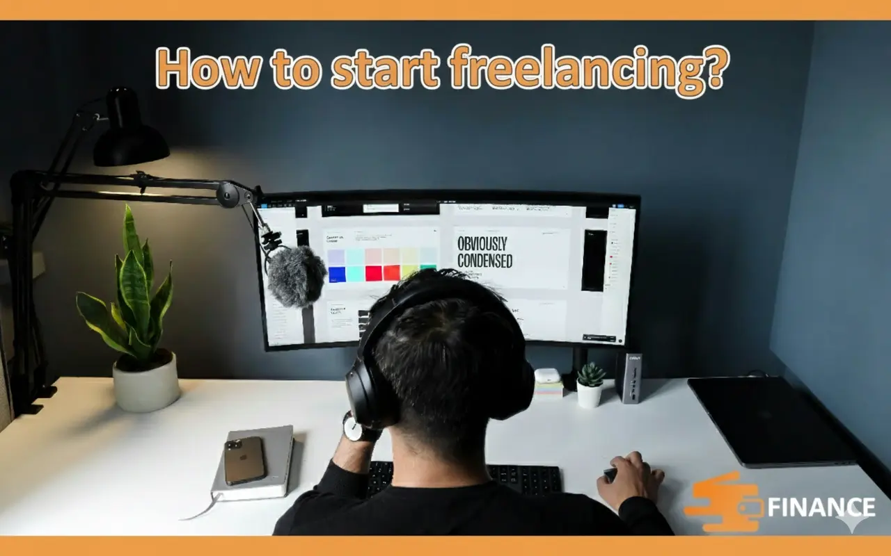 Freelancer working on computer Freelancer working on computer