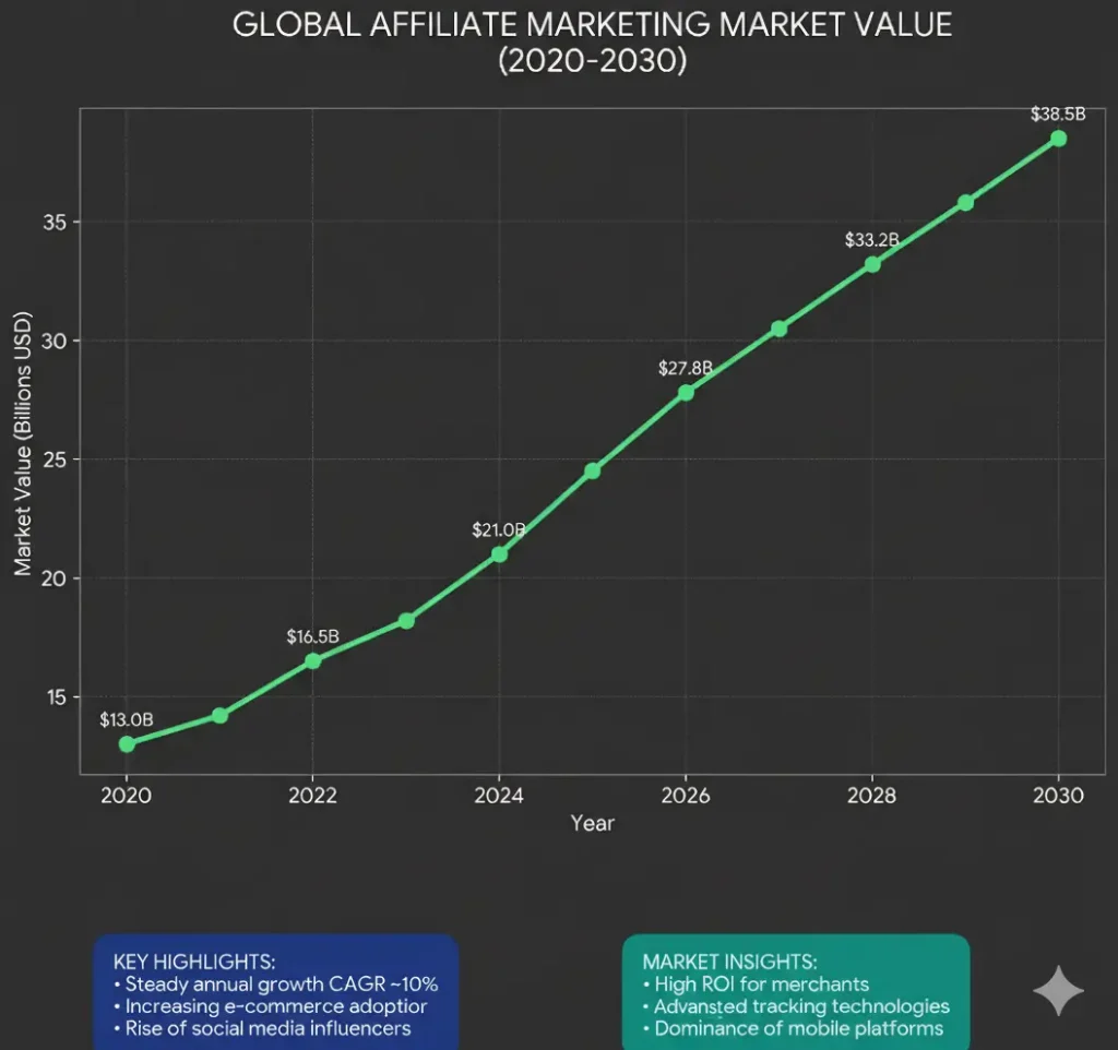 Graph showing the rise of affiliate marketing