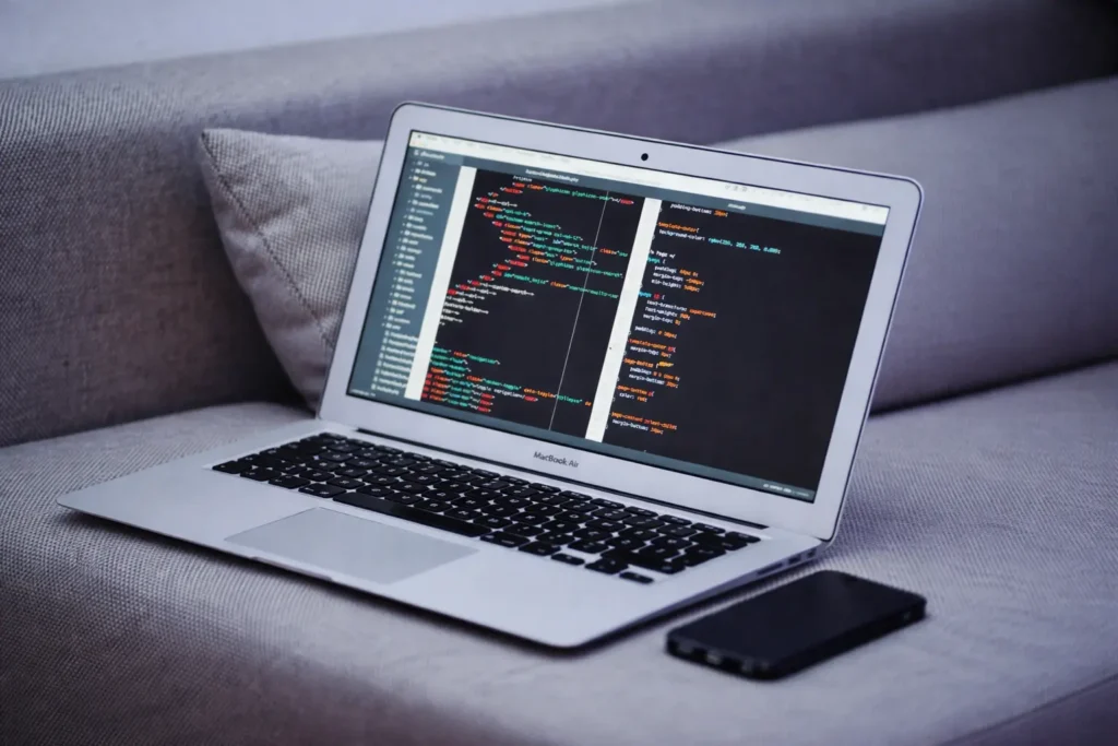 Freelance work on laptop