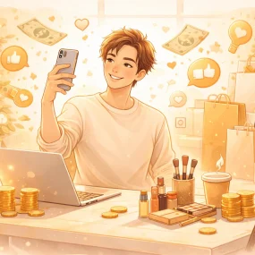 Influencer with stacks of success